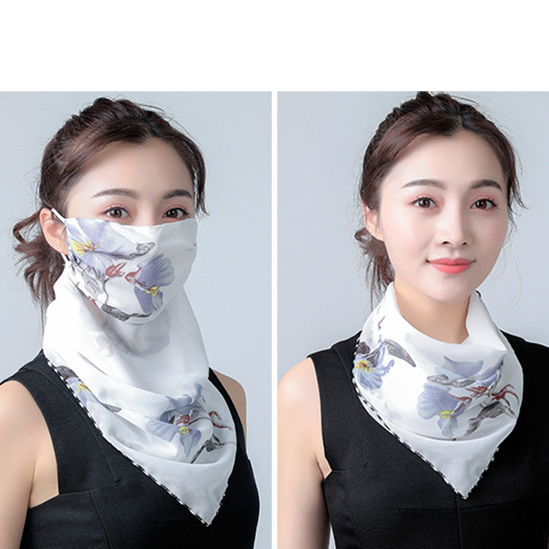 Hanging Ear Thin Face-covering Scarf Triangle Veil Scarf Image