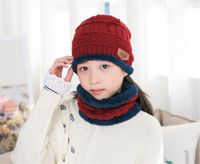 Warm knitted hat children's cap Image