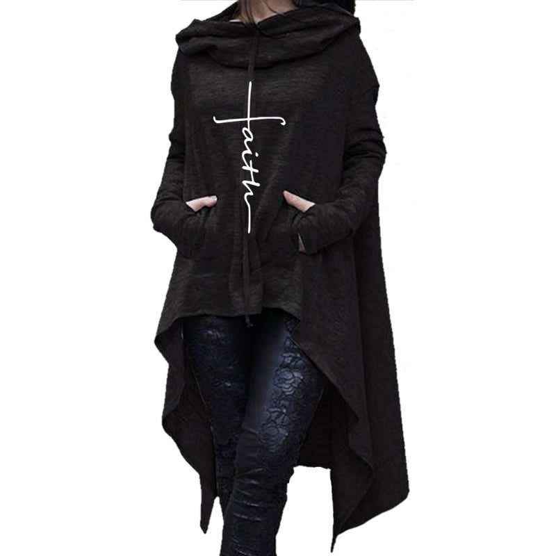 Long embroidered cloak hooded sweater Image