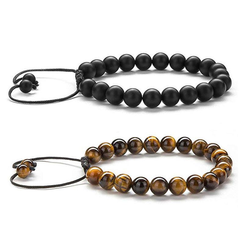 Tiger Eye Couple Bracelets Matte Black Agate Beads Bracelet Image