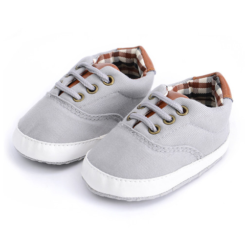 Solid color casual lace soft bottom baby canvas shoes baby shoes toddler shoes Image