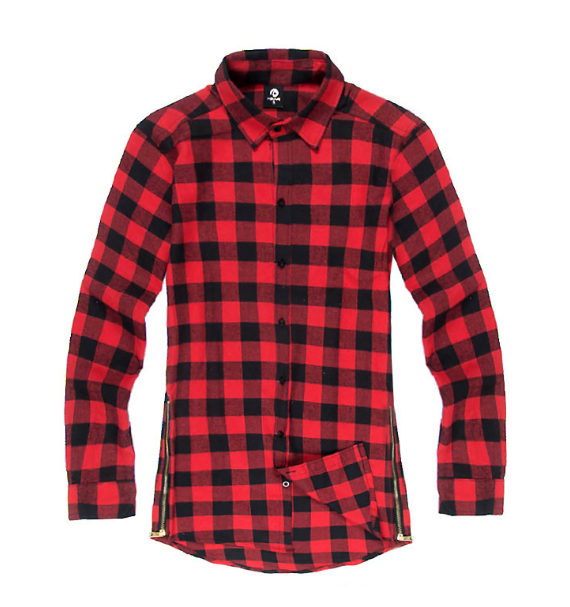 Mens Fashion Hip Hop Shirts Streetwear Urban Clothing Hiphop Men Clothes Plaid Zipper Shirt Image