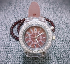 LED Luminous Watches Geneva Women Quartz Watch Women Ladies Silicone Bracelet Watches Image