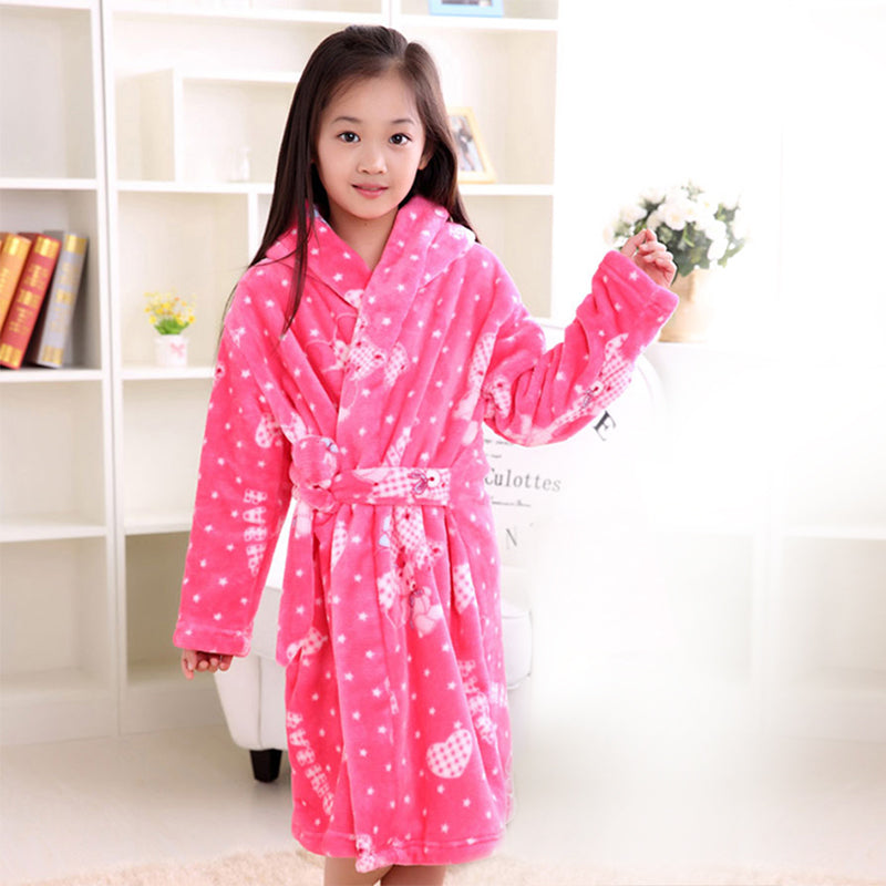 Plus velvet long sleeve children bathrobe Image