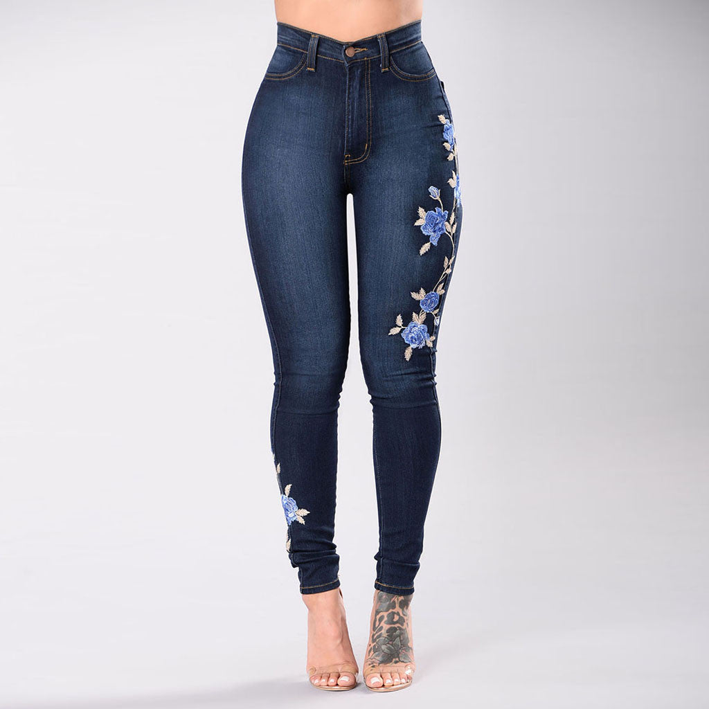 European and American embroidered jeans Image