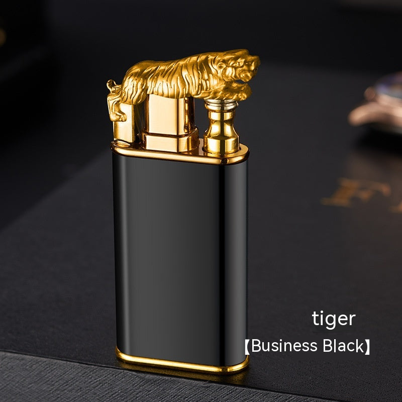 Creative Blue Flame Lighter Dolphin Dragon Tiger Double Fire Metal Winproof Lighter Inflatable Lighter Image