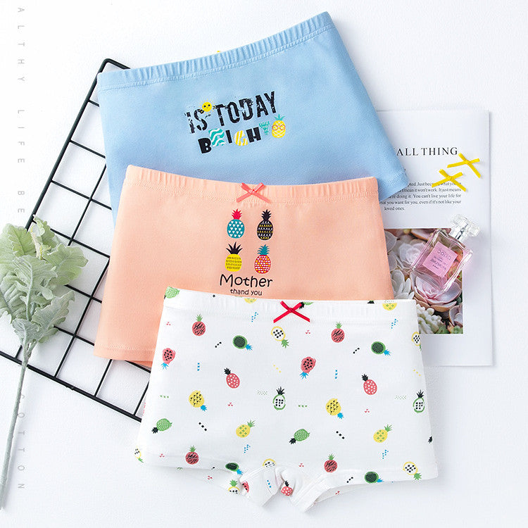 Creative Print Cotton Girls Underwear Boxer Set Image