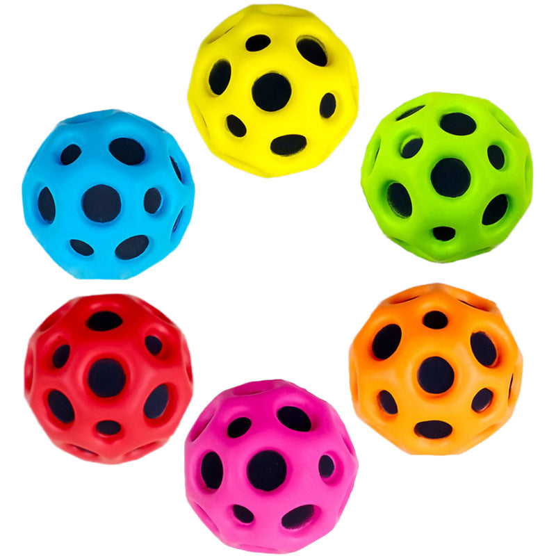 Hole Ball Soft Bouncy Ball Anti-fall Moon Shape Porous Bouncy Ball Kids Indoor Outdoor Toy Ergonomic Design Image