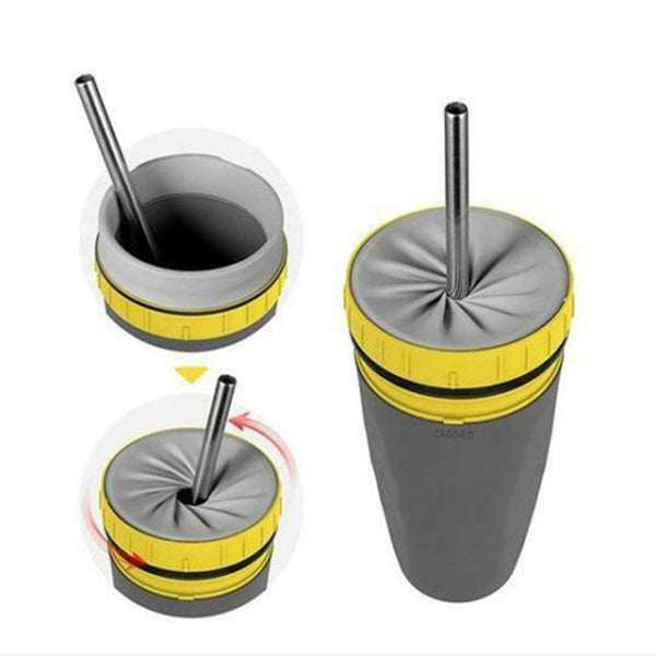 No Cover Twist Cup Travel Portable Cup Double Insulation Tumbler Straw Sippy Water Bottles Portable For Children Adults Image