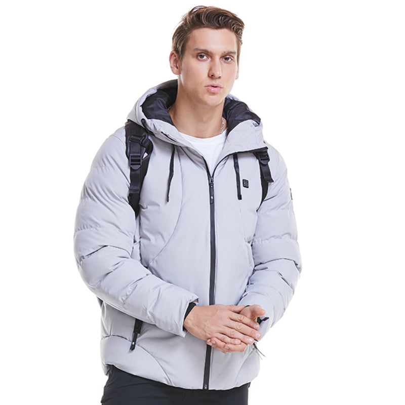 New Men Women Cotton Coat USB Smart Electric Heated Jackets Winter Thicken Down Hooded Outdoor Hiking Ski Clothing 7XL Image