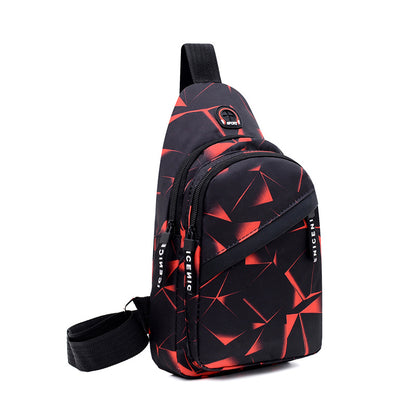 Print Sling Chest Bag For Men Crossbody Bag With Earphone Hole Design