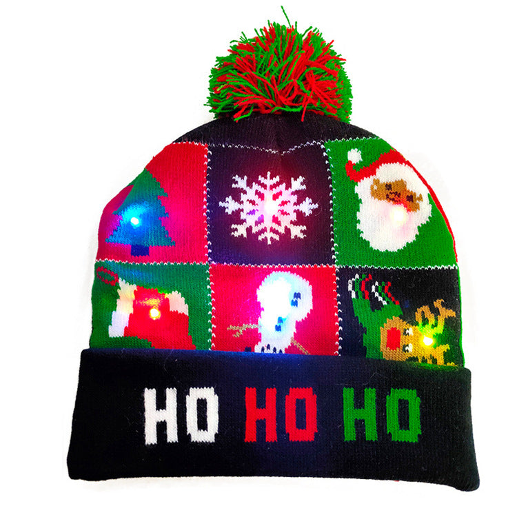 LED Christmas Hat Sweater Knitted Beanie Christmas Light Up Knitted Hat Christmas Gift  Kids Xmas New Year Decorations Image