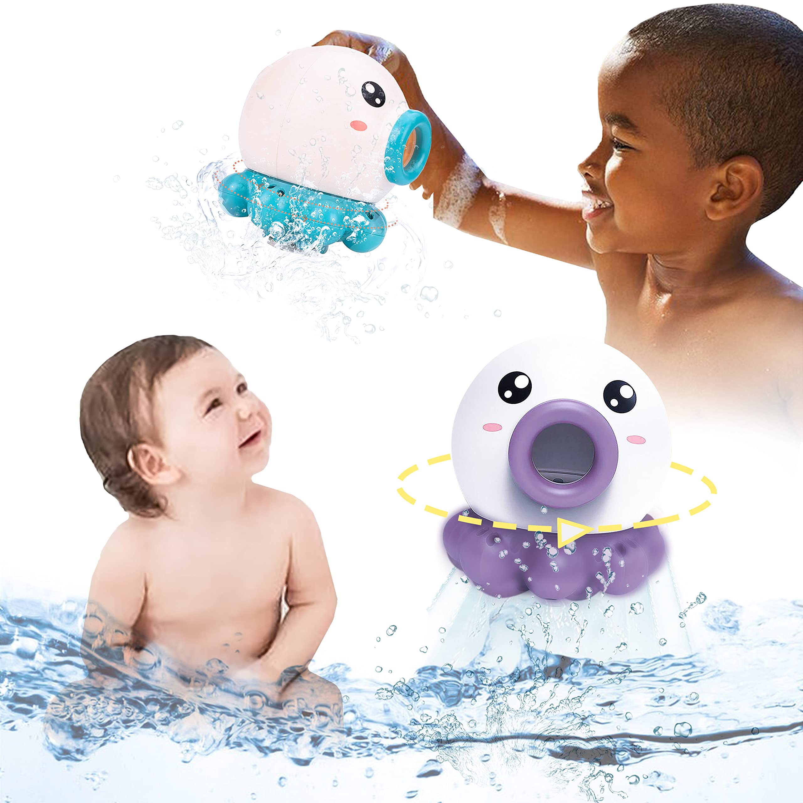 Octopus Fountain Bath Toy Water Jet Rotating Shower Bathroom Toy Summer Water Toys Sprinkler Beach Toys Kids Water Toys Image