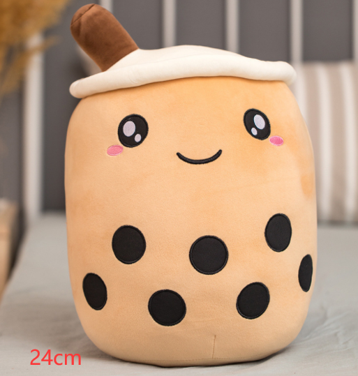 Cute Fruit Drink Plush Stuffed Soft Strawberry Milk Tea Plush Boba Tea Cup Toy Bubble Tea Pillow Cushion Kids Gift Image