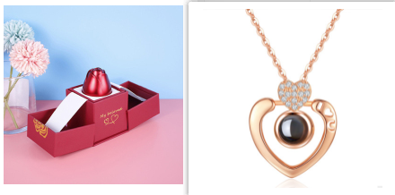 2023 Hot Valentine's Day Gifts Metal Rose Jewelry Gift Box Necklace For Wedding Girlfriend Necklace Gifts Image