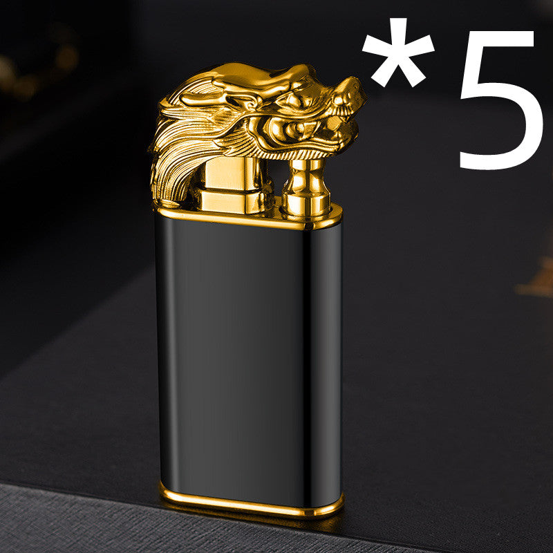 Creative Blue Flame Lighter Dolphin Dragon Tiger Double Fire Metal Winproof Lighter Inflatable Lighter Image