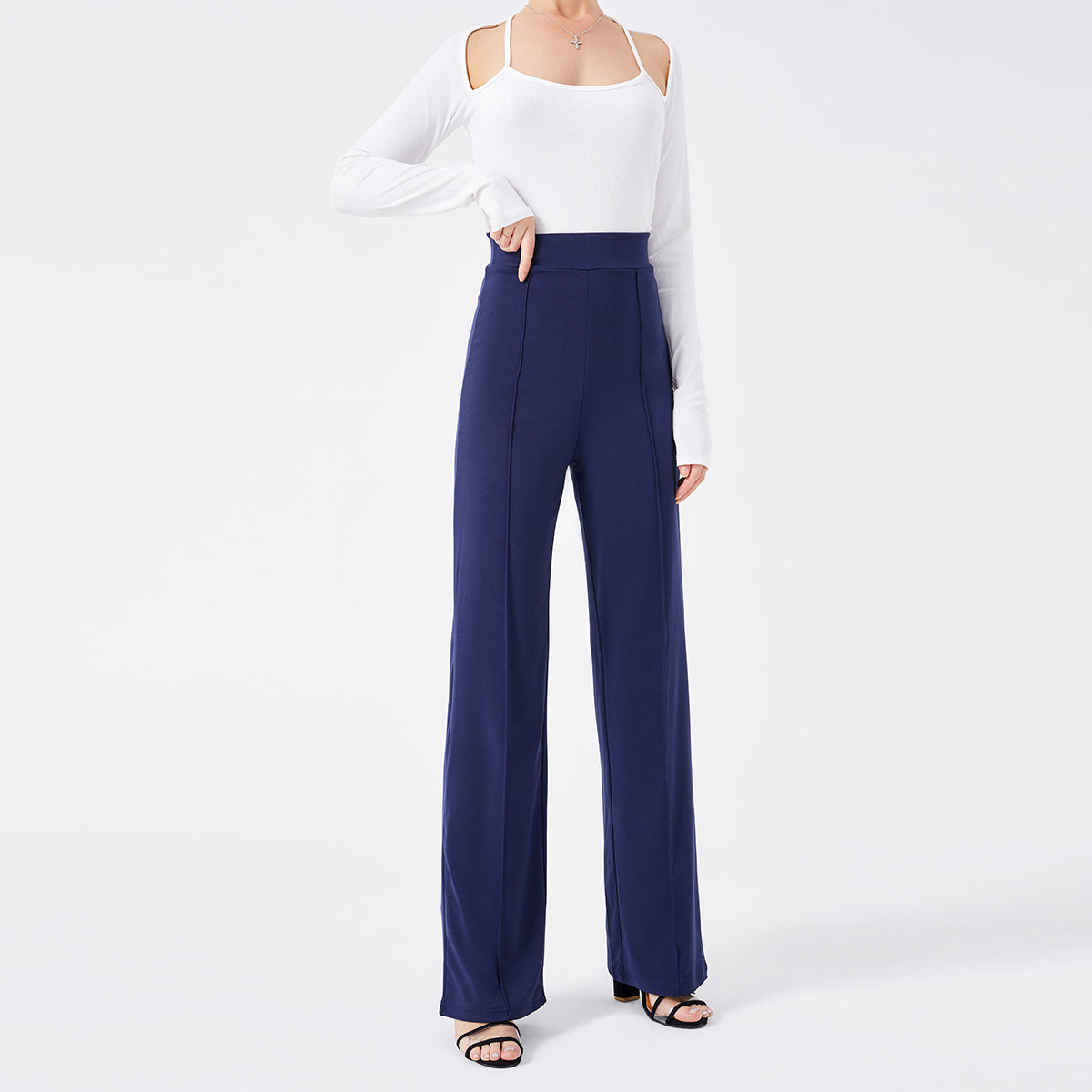 Solid Color Casual Pants Slim, High-waisted Bell Bottoms Image