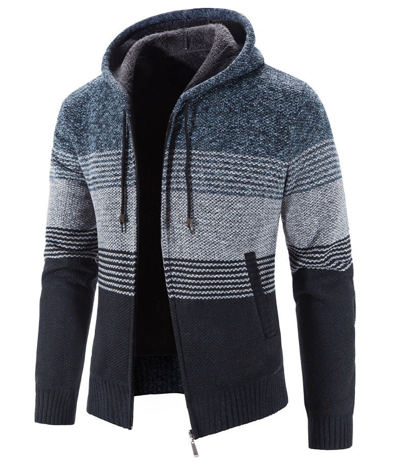 Hooded Fleece Thick Cardigan Sweater Image