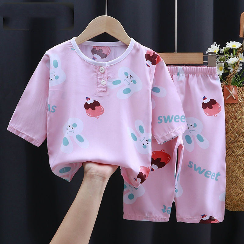 Summer Clothes Cotton Silk Air-conditioning Clothes Baby Clothes Image