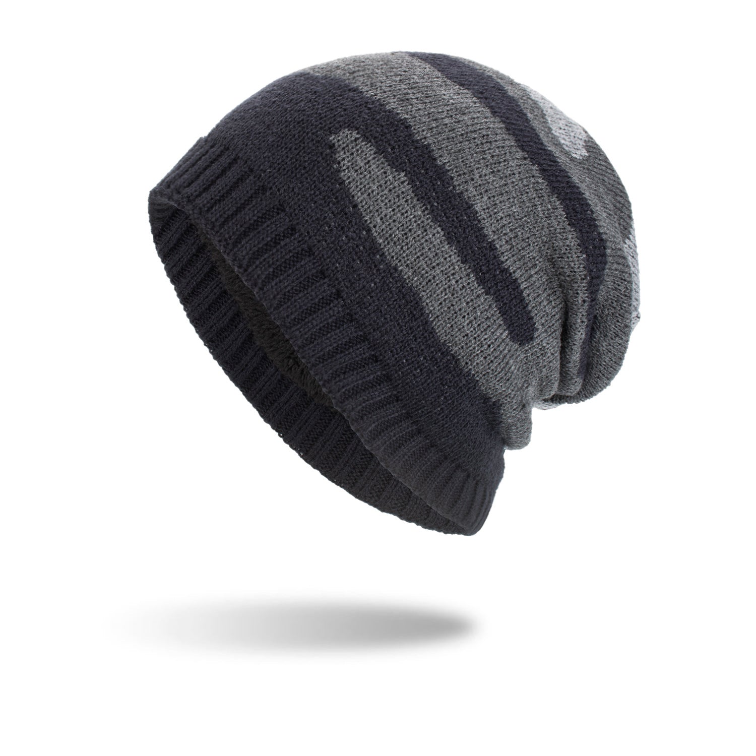 New Tricolor Striped Long Pullover Knit Beanie Image