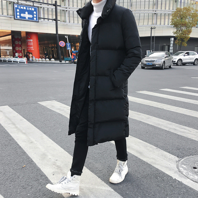 Long Cotton-padded Jacket With Stand-up Collar Over-knee Image