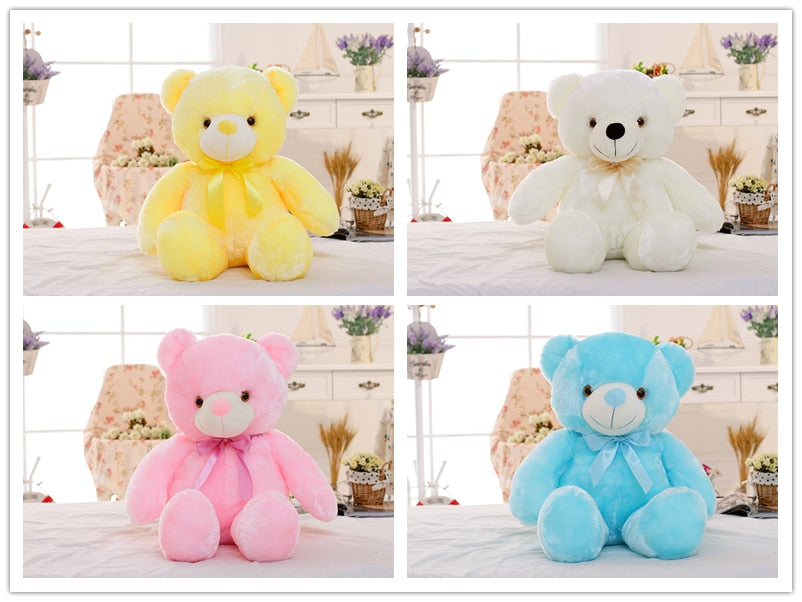 Creative Light Up LED Teddy Bear Stuffed Animals Plush Toy Colorful Glowing Christmas Gift For Kids Pillow Image