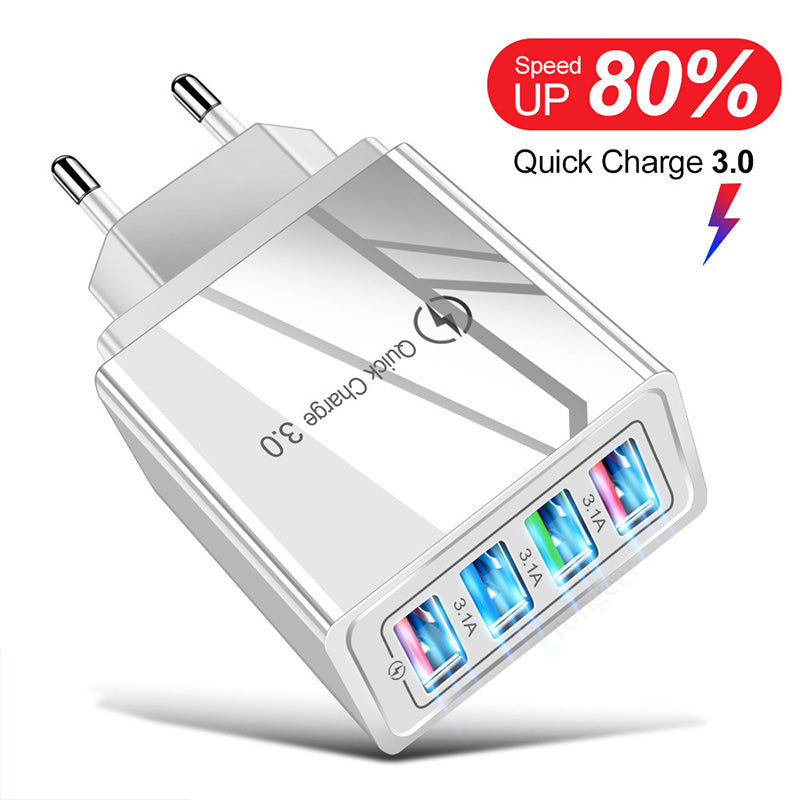 USB Charger Quick Charge 3.0 4 Phone Adapter For Tablet Portable Wall Mobile Charger Fast Charger Image