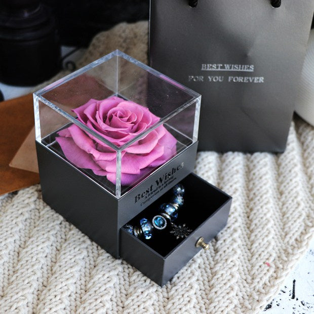 Eternal Flower Rose Jewelry Box for Birthday Presents Valentines Day Wedding Gift Image