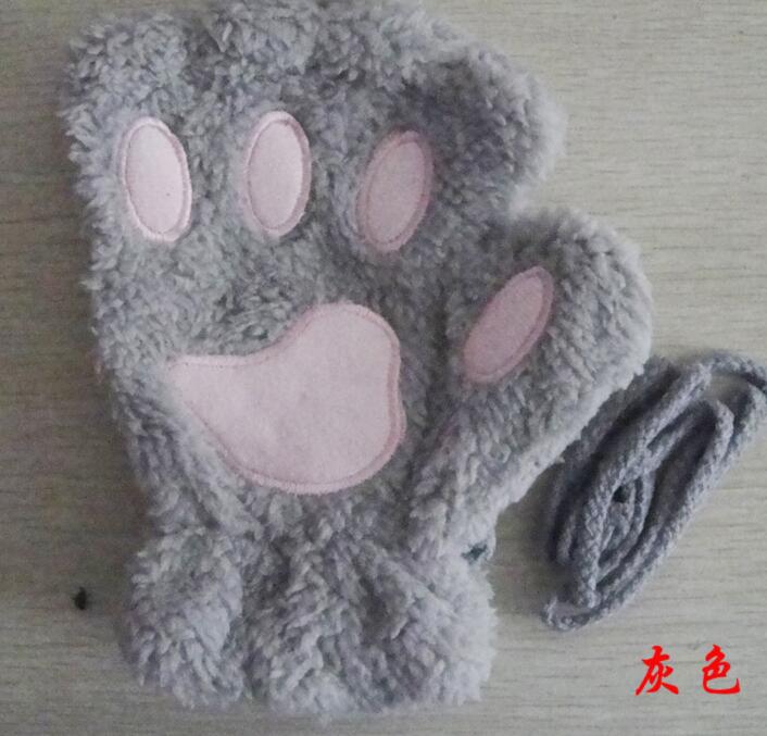 Winter Lovely Half Cover Paw Bear Cat Claw Gloves Short Finger Image