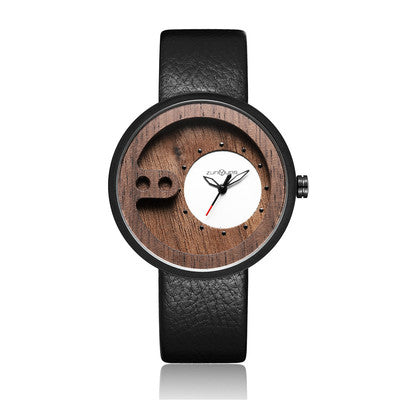 Fashion Top Brand Wooden Watch Men Exquisite Carving Hollow Design Male Clock Unique Green Leather Quartz Wood Watches Image