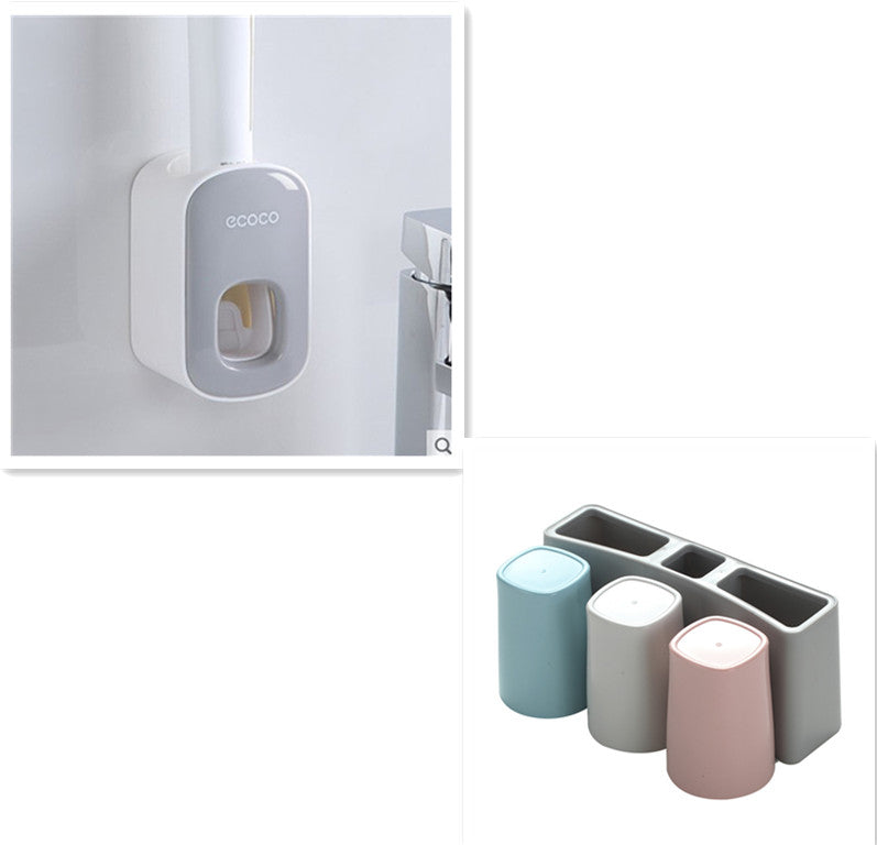 Wall Mounted Automatic Toothpaste Holder Bathroom Accessories Set Dispenser Image