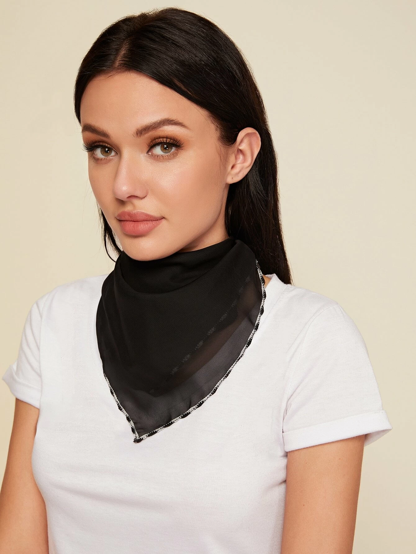 Hanging Ear Thin Face-covering Scarf Triangle Veil Scarf Image