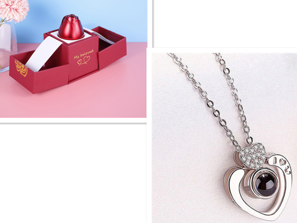 2023 Hot Valentine's Day Gifts Metal Rose Jewelry Gift Box Necklace For Wedding Girlfriend Necklace Gifts Image