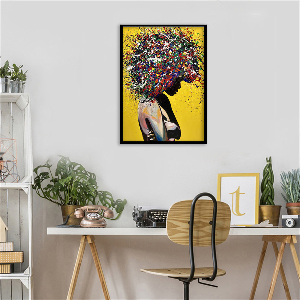 Girl portrait canvas print oil wall art poster Image