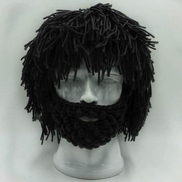 Halloween party spoof knit wool hats handmade beard men and women wig hats Image