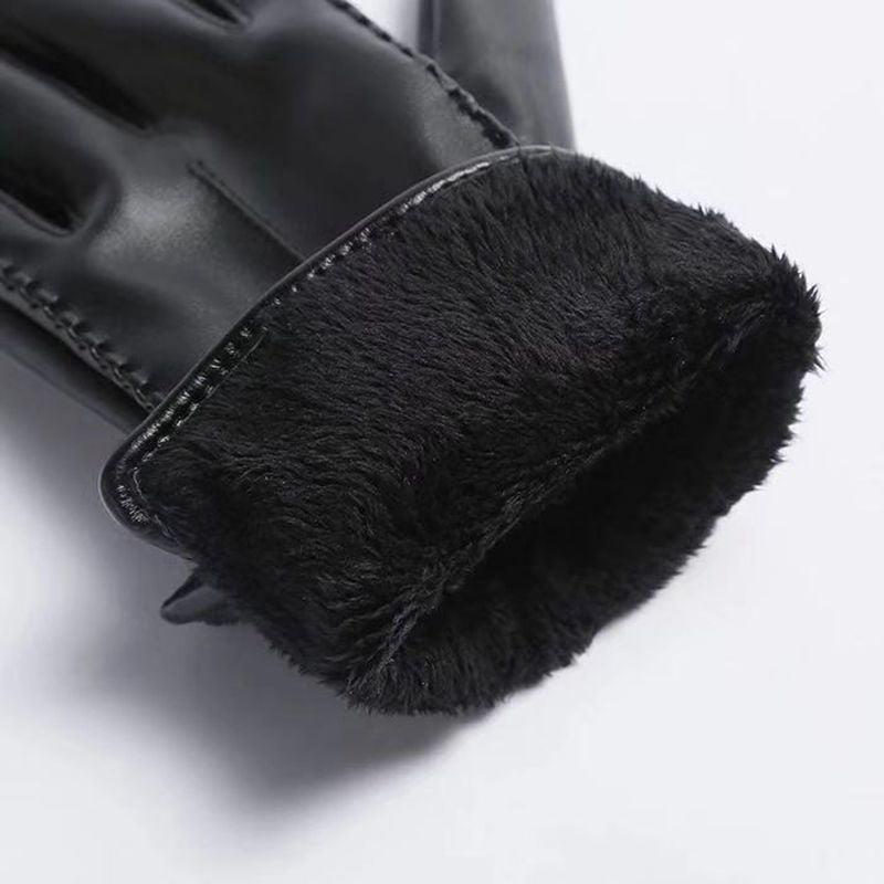 Lined warm PU leather gloves Image