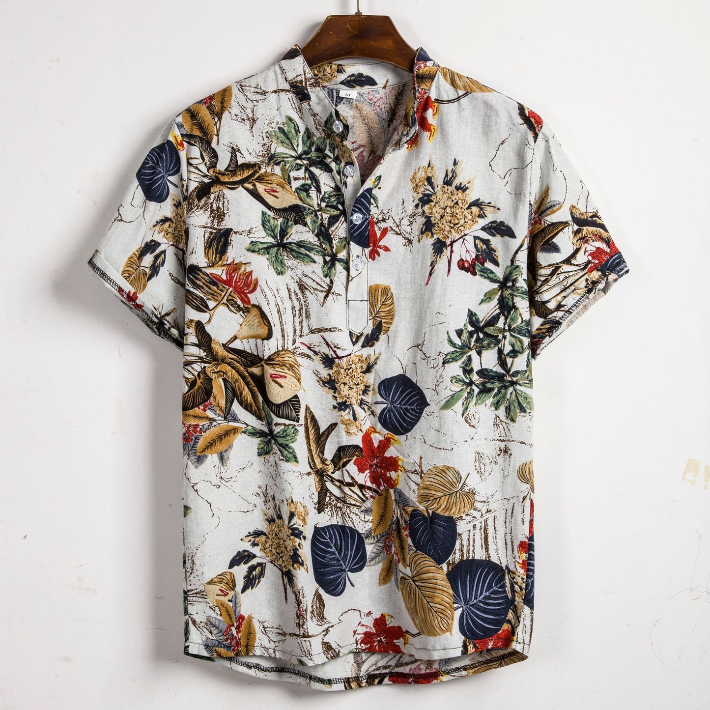 Slim shirt men contrast color printing shirt men