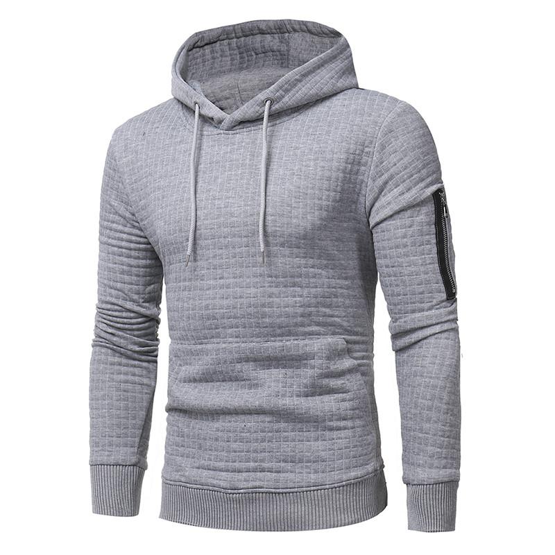 Men Sweatshirt Hoodie With Arm Zipper Long Sleeve Slim Tops Image