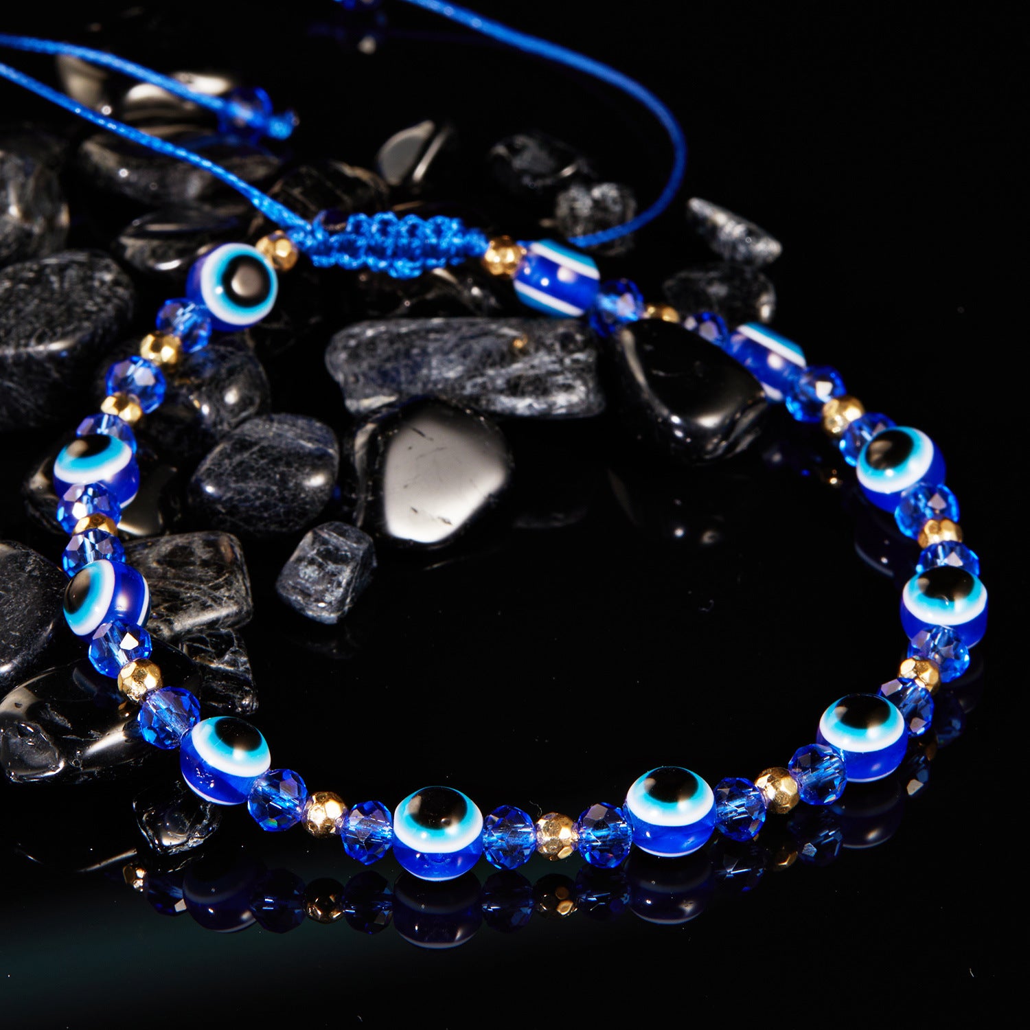 Eye Crystal Bead Pull Adjustable Bracelet Image