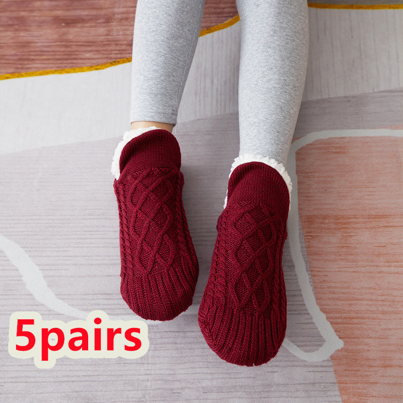 Winter Woolen Socks Women Thicken Warm Home Bedroom Socks Slippers Men Non-slip Foot Warmer Snow Socks Calcetines Mujer Image