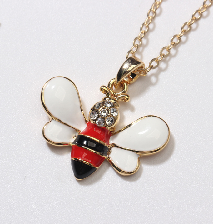 Summer Jewelry Necklace Lady Cartoon Cute Drop Oil Studded Bee Pendant Image