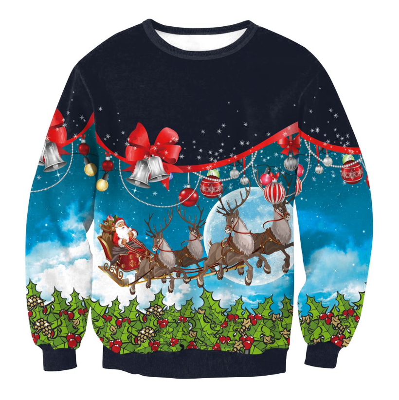 UGLY CHRISTMAS SWEATER Vacation Santa Elf Funny Womens Men Sweaters Tops Autumn Winter Clothing Image