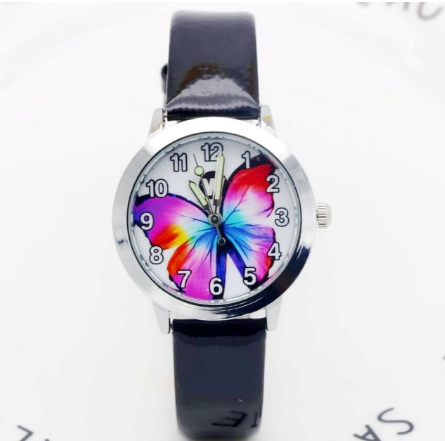 Children's Watches Kids Quartz Watch Student Girls Quartz-watch Cute Colorful Butterfly Dial Waterproof Watch Image