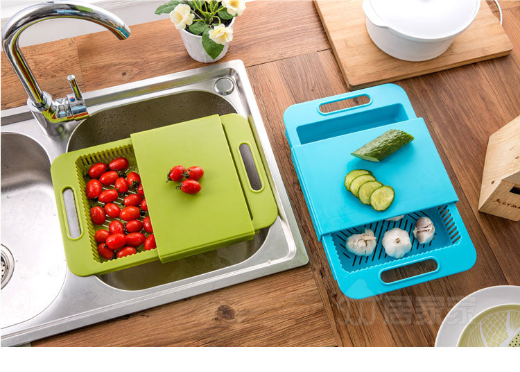 Multifunction Kitchen Chopping Blocks Sinks Drain Basket Cutting Board Vegetable Meat Tools Kitchen Accessories Chopping Board Image