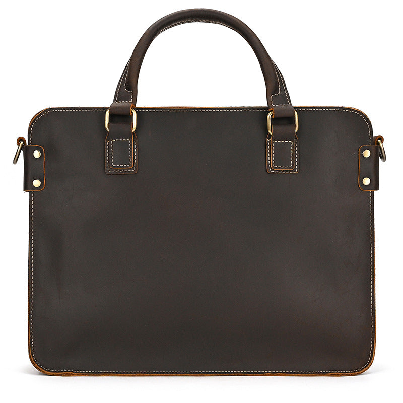 Retro Crazy Horse Leather Briefcase 14-inch Commuter Business Image