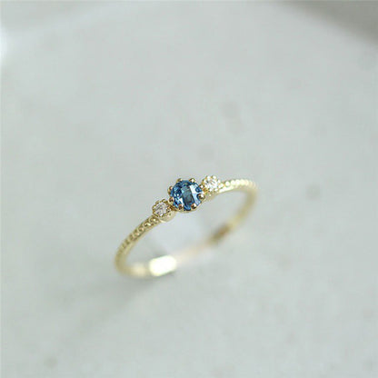 ROMAD Ocean Blue Rhinestone Rings Women Size 105 Gold Silver Finger Rings for Wedding Engagement Simple Bohemian Rings