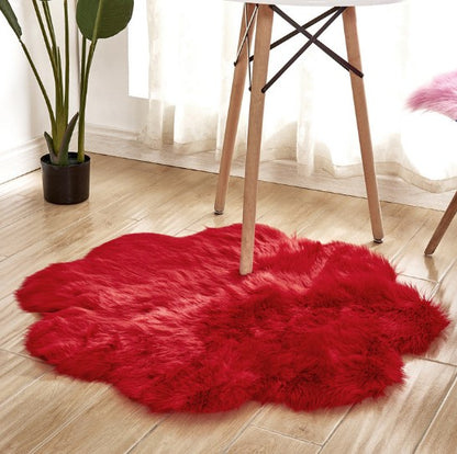 Artificial Woolen Carpet Rug Floral Shape Sheepskin Hairy Carpet Faux Mat Seat Pad Fur Warm Tapetes Floor Mat Soft Area Rug