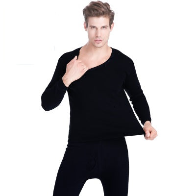 Men's plus velvet thick round neck shirt Image