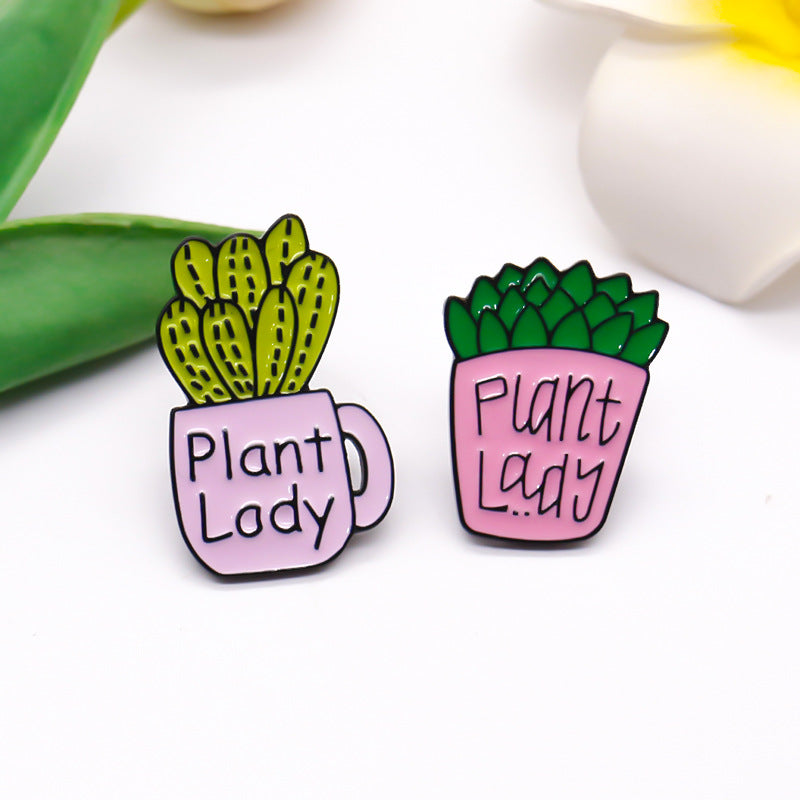 Brooch Cactus Potted Plant Lady Plant Lady Badge Image