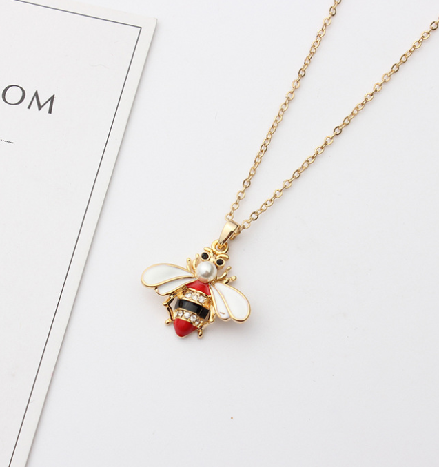 Summer Jewelry Necklace Lady Cartoon Cute Drop Oil Studded Bee Pendant Image